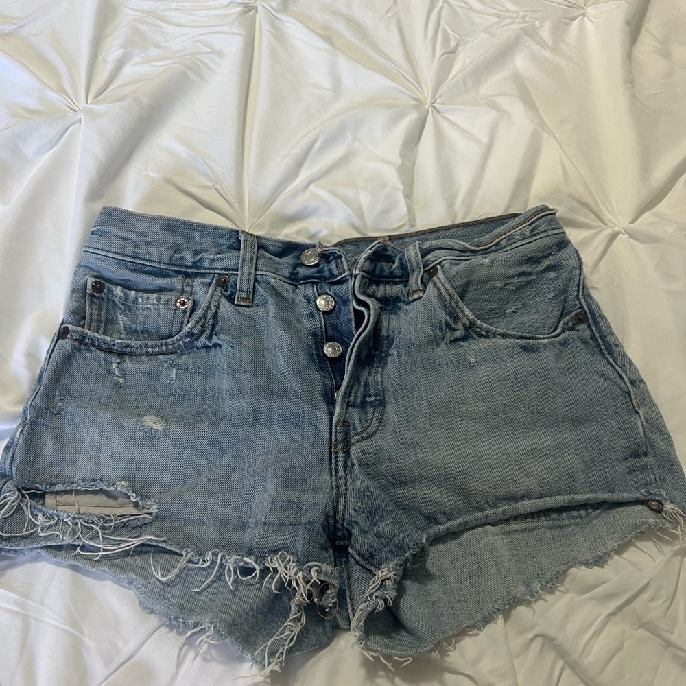 Levi's Light Blue Distressed Jean Shorts